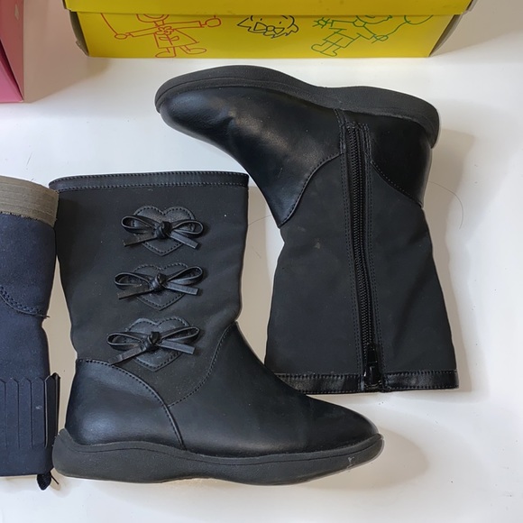 2 Pair Bundle - Dahlia Black Boots Kid’s Smart Fit Sz 9.5 / Navy Blue Boots Sz10 - Picture 3 of 9